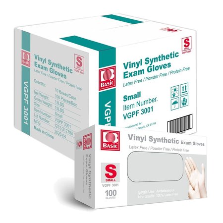 Zoro Select Disposable Gloves, Vinyl, 4 mil, Latex-Free, Powder-Free, Clear, S, Case of 1000 (10 Boxes of 100) VinylSC